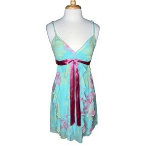 BCBGMaxAzria Aqua and Pink Mini Dress